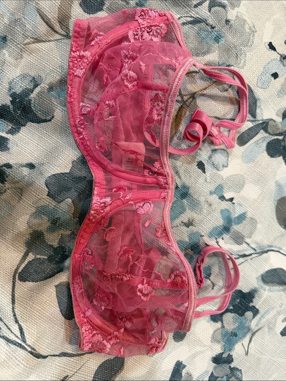 Victoria's Secret Pink Sheer Embroidered Underwire Bra